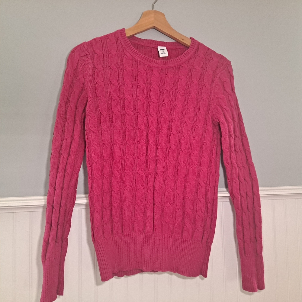 GAP Vibrant Pink Cable Knit Sweater